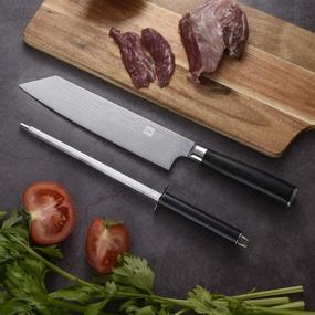 img 3 attached to 🔪 Premium Chef Knife Set – Pro Sharp Knife (German Carbon Stainless Steel) & Sharpening Rod (Diamond Stone), 8” Kitchen Knife with Wooden Handle – Durable, Razor Sharp Meat Knife