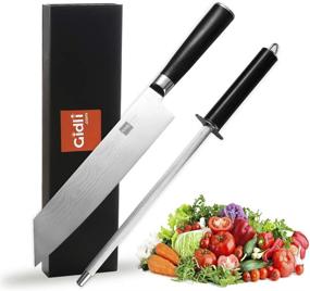 img 4 attached to 🔪 Premium Chef Knife Set – Pro Sharp Knife (German Carbon Stainless Steel) & Sharpening Rod (Diamond Stone), 8” Kitchen Knife with Wooden Handle – Durable, Razor Sharp Meat Knife