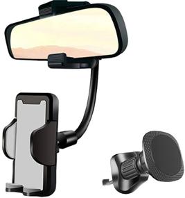 img 4 attached to 📱 MAOBLOG Rear View Mirror Holder: Magnetic Car Mount for iPhone 12/11/X, Samsung Galaxy S10/S9/S8