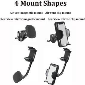 img 2 attached to 📱 MAOBLOG Rear View Mirror Holder: Magnetic Car Mount for iPhone 12/11/X, Samsung Galaxy S10/S9/S8