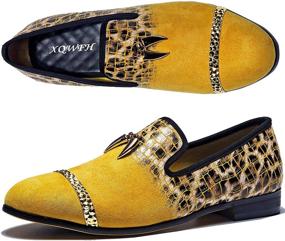 img 2 attached to 👞 Stylish and Comfortable: XQWFH Rhinestone Leather Slip-On Loafers for Men