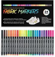 🎨 24 colors permanent fabric markers for clothes, shoes, canvas bags, baby bibs, onesies - no bleed, washable fabric paint pens logo