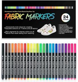 img 4 attached to 🎨 24 Colors Permanent Fabric Markers for Clothes, Shoes, Canvas Bags, Baby Bibs, Onesies - No Bleed, Washable Fabric Paint Pens