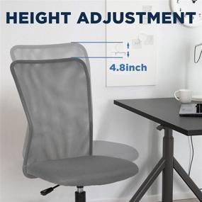 img 1 attached to 💺 Grey Mid Back Mesh Desk Chair - Ergonomic Armless Computer Chair with Adjustable Lumbar Support, Rolling Swivel, and Modern Design