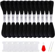 🧵 12 pack of black embroidery thread skeins, cotton friendship bracelet floss with 6 floss bobbins, 2 embroidery needles, and 1 needle threader logo