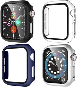 img 4 attached to Полная защита для Apple Watch 44мм: набор из 4 стеклянных чехлов Maledan