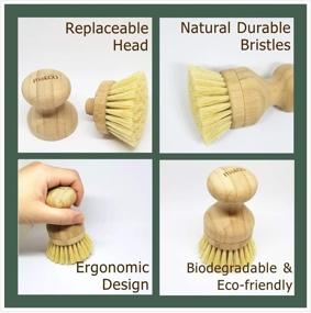 img 3 attached to Milieco Natural Cleaning Kitchen Mini Scrub Brush - Eco-Friendly Bamboo 🧽 and Sisal Bristles for Effective Cleaning of Dish Cast Iron Skillet Pots Pans