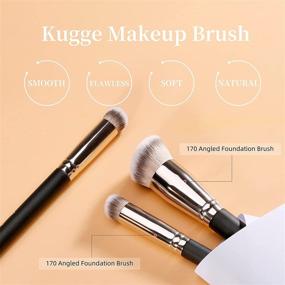 img 3 attached to 🌟 Enhance Your Makeup Routine with the Kugge Under Eye Concealer Brush & Foundation Brush Set - Professional 2PCS Dense Synthetic Angled Flat Top Kabuki Blending Makeup Brushes for Liquid, Cream, and Setting Powder