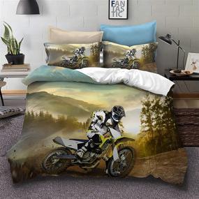 img 3 attached to Motocross Bedding Duvet Cover: Top Choice for Kids' Bedroom Decor in Kids' Bedding Store