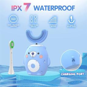 img 3 attached to ✨ Ultrasonic Autobrush Kids Electric Toothbrush, 6 Modes, Whole Mouth Baby Toothbrush, 360° Oral Cleaning U Shaped Toothbrush for Kids (2-6 Years) - Blue