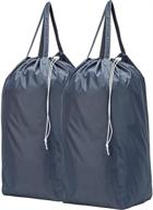 🧺 homest 2 pack travel laundry bags with handles, square base - carry up to 3 loads of clothes! machine washable, dirty clothes storage with drawstring closure - grey logo