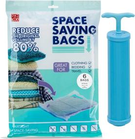 img 4 attached to 👕 Top-Rated ParKoo Jumbo Vacuum Storage Bags - 6 Pack Space Saver Bags with Free Hand Pump for Bedding and Clothes, Ideal for Travel