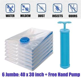 img 3 attached to 👕 Top-Rated ParKoo Jumbo Vacuum Storage Bags - 6 Pack Space Saver Bags with Free Hand Pump for Bedding and Clothes, Ideal for Travel