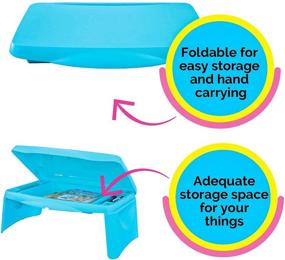img 3 attached to 🔵 Kids' Aqua Blue Folding Lap Desk with Storage - 17x11 Durable Lightweight Portable Laptop Computer Children's Drawing Desks for Homework or Reading - No Assembly Required