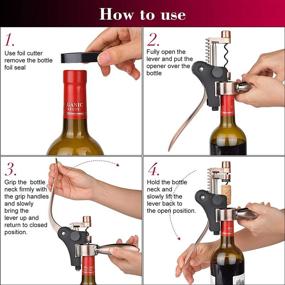 img 1 attached to 🍷 Wine Opener Set: Manual Corkscrew Lever with Foil Cutter, Extra Spiral, and Deluxe Gift Box for Wine Bottle Opening