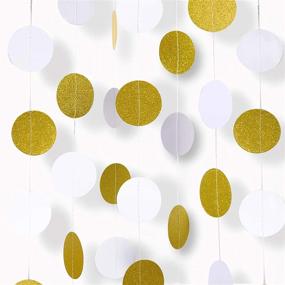 img 4 attached to 🎉 MerryNine Paper Garland - 5 Pack 50ft Glitter Paper Garland Circle Dots Hanging Decor - Paper Banner for Baby Shower, Birthday, Nursery Party Decoration - Circle Polka Dots in White and Gold (5pack 50ft)