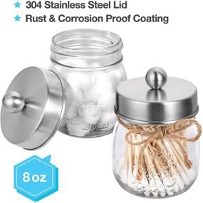 img 1 attached to 🛁 Rustic Farmhouse Bathroom Decor Set - Soap Dispenser, 2 Apothecary Jars, Toothbrush Holder, Ceramic Drain Soap Dish - Brushed Nickel Finish - Organize and Enhance your Bathroom Countertop Vanity