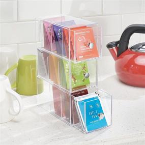 img 2 attached to 🗄️ Clear Plastic Kitchen Pantry Organizer with 3 Drawers - Ideal for Coffee, Tea, Sugar Packets, Sweeteners, Creamers, Drink Pods, and Packets - 3 Sections - mDesign