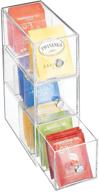 🗄️ clear plastic kitchen pantry organizer with 3 drawers - ideal for coffee, tea, sugar packets, sweeteners, creamers, drink pods, and packets - 3 sections - mdesign логотип