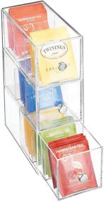 img 4 attached to 🗄️ Clear Plastic Kitchen Pantry Organizer with 3 Drawers - Ideal for Coffee, Tea, Sugar Packets, Sweeteners, Creamers, Drink Pods, and Packets - 3 Sections - mDesign