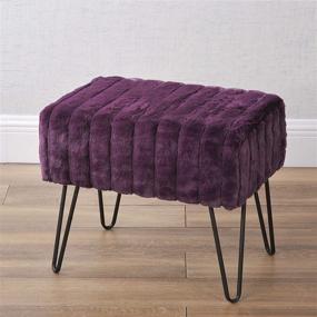 img 3 attached to 🪑 Home Soft Things Super Mink Faux Fur Purple Ottoman Bench - 19x13x17 Inch, BlackBerry - Living Room Foot Rest Stool - Entryway Makeup Bench - End of Bed Bedroom Home Decor Chair