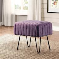 🪑 home soft things super mink faux fur purple ottoman bench - 19x13x17 inch, blackberry - living room foot rest stool - entryway makeup bench - end of bed bedroom home decor chair logo