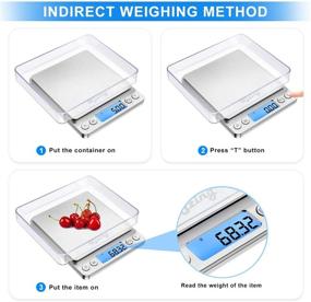 img 3 attached to 🔢 Kizing Digital Kitchen Scale, 500g/0.01g Small Pocket Jewelry Scale, Backlit LCD Display, Food Scale for Cooking, Baking, and Weight Measurement, Stainless Steel, Battery Included, Silver