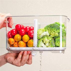 img 3 attached to 🍅 SANNO Fridge Food Storage Containers: Keep Your Produce Fresh with Stackable Vegetable and Fruit Organizer Set of 2