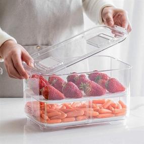 img 2 attached to 🍅 SANNO Fridge Food Storage Containers: Keep Your Produce Fresh with Stackable Vegetable and Fruit Organizer Set of 2