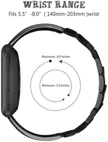 img 3 attached to Вальчинова с блестящими стразами, ремешок из нержавеющей стали премиум-класса для замены браслета Fitbit Versa - металлический браслет (черный)