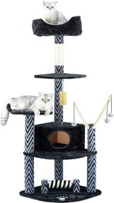 img 2 attached to 🐱 Enhance Your Cat's Playtime with Go Pet Club's 62" Tall Greyish Black Cat Tree Furniture