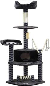 img 1 attached to 🐱 Enhance Your Cat's Playtime with Go Pet Club's 62" Tall Greyish Black Cat Tree Furniture