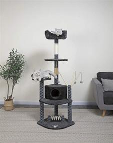 img 3 attached to 🐱 Enhance Your Cat's Playtime with Go Pet Club's 62" Tall Greyish Black Cat Tree Furniture