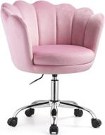 🪑 velvet swivel chair for living room and bedroom - pink, 360°swivel, height adjustable, rolling task chair, makeup chair for home office логотип