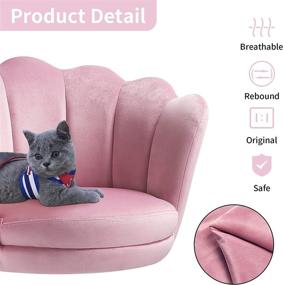 img 2 attached to 🪑 Velvet Swivel Chair for Living Room and Bedroom - Pink, 360°Swivel, Height Adjustable, Rolling Task Chair, Makeup Chair for Home Office