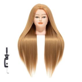 Cosmetology Mannequin Head with Synthetic Hair and Adjustable Stand 26-28”  Blonde for Braiding Hair Styling Training Hairart Hairdressing Salon