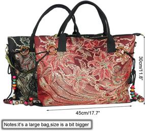 img 1 attached to 👜 Stylish Ethnic Travel Hobo Bags: Shoulder Handbags for Women with Bling Sequins Phoenix Embroidered