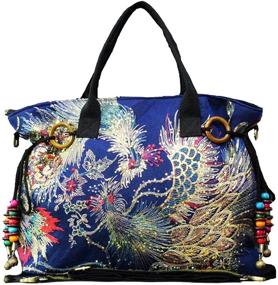 img 4 attached to 👜 Stylish Ethnic Travel Hobo Bags: Shoulder Handbags for Women with Bling Sequins Phoenix Embroidered