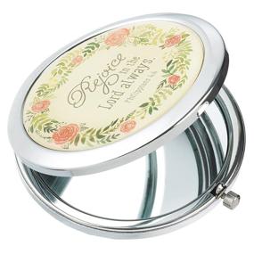 img 3 attached to 🌟 Rejoice In The Lord Always Compact Folding Mirror: 2x Magnification, Ultra Portable for Purses/Travel – Philippians 4:4 Bible Verse, Inspirational Gift for Women, Ladies Retreats, Weddings & Showers