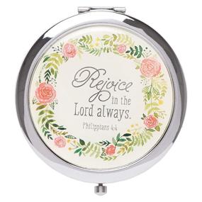 img 4 attached to 🌟 Rejoice In The Lord Always Compact Folding Mirror: 2x Magnification, Ultra Portable for Purses/Travel – Philippians 4:4 Bible Verse, Inspirational Gift for Women, Ladies Retreats, Weddings & Showers