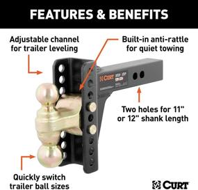 img 2 attached to 🚚 CURT 45900 Adjustable Trailer Hitch Ball Mount with 2-Inch Receiver, 6-Inch Drop, 2 and 2-5/16-Inch Balls, 14,000 lbs Capacity, Black - Enhanced SEO