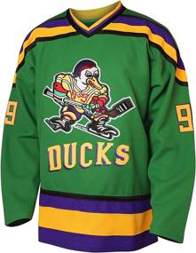 img 3 attached to 🏒 Mighty Ducks 96 Charlie Conway 99 Adam Banks 33 Greg Goldberg Men's Movie Hockey Jersey - White, Green, and Black