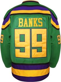 img 2 attached to 🏒 Mighty Ducks 96 Charlie Conway 99 Adam Banks 33 Greg Goldberg Men's Movie Hockey Jersey - White, Green, and Black