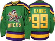 🏒 mighty ducks 96 charlie conway 99 adam banks 33 greg goldberg men's movie hockey jersey - white, green, and black logo