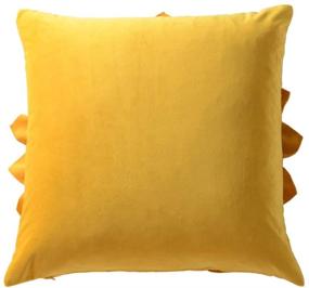 img 3 attached to 🌼 Velvet OiseauVoler 3D Flower Handmade Throw Pillow Cover - Decorative Yellow Cushion Cover with Hidden Zipper for Couch, Bed, Living Room - Home Decor 18x18 Inches