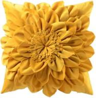 🌼 velvet oiseauvoler 3d flower handmade throw pillow cover - decorative yellow cushion cover with hidden zipper for couch, bed, living room - home decor 18x18 inches logo