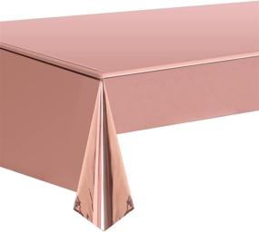 img 1 attached to 🌹 Metal Rose Disposable Plastic Tablecloths - 3 Pack 54" x 108" - Perfect for Rectangle Tables at Kids Parties, Weddings, Outdoors, Anniversaries