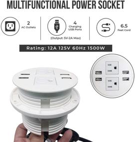 img 3 attached to 💡 Универсальная круглая настольная зарядная станция Power Grommet Outlet – 4 USB/3 розетки постоянного тока – ETL – Подходит для отверстий 3 1/8" - 3 1/4" – DC-8889 (белый)