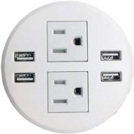 💡 универсальная круглая настольная зарядная станция power grommet outlet – 4 usb/3 розетки постоянного тока – etl – подходит для отверстий 3 1/8" - 3 1/4" – dc-8889 (белый) логотип