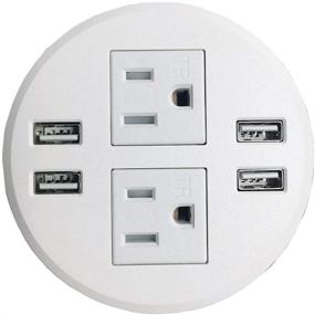 img 4 attached to 💡 Универсальная круглая настольная зарядная станция Power Grommet Outlet – 4 USB/3 розетки постоянного тока – ETL – Подходит для отверстий 3 1/8" - 3 1/4" – DC-8889 (белый)